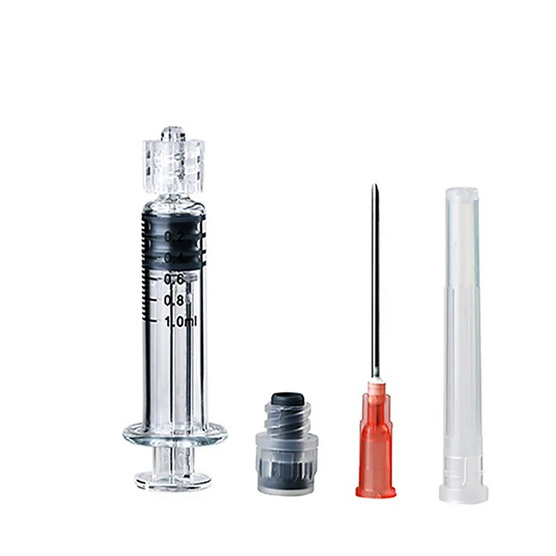 1pc Heat-resistant Reusable Glass Syringe Borosilicate Glass Prefillable Syringe 1ml/2.5ml Optional Capacity Borosilicate Glass