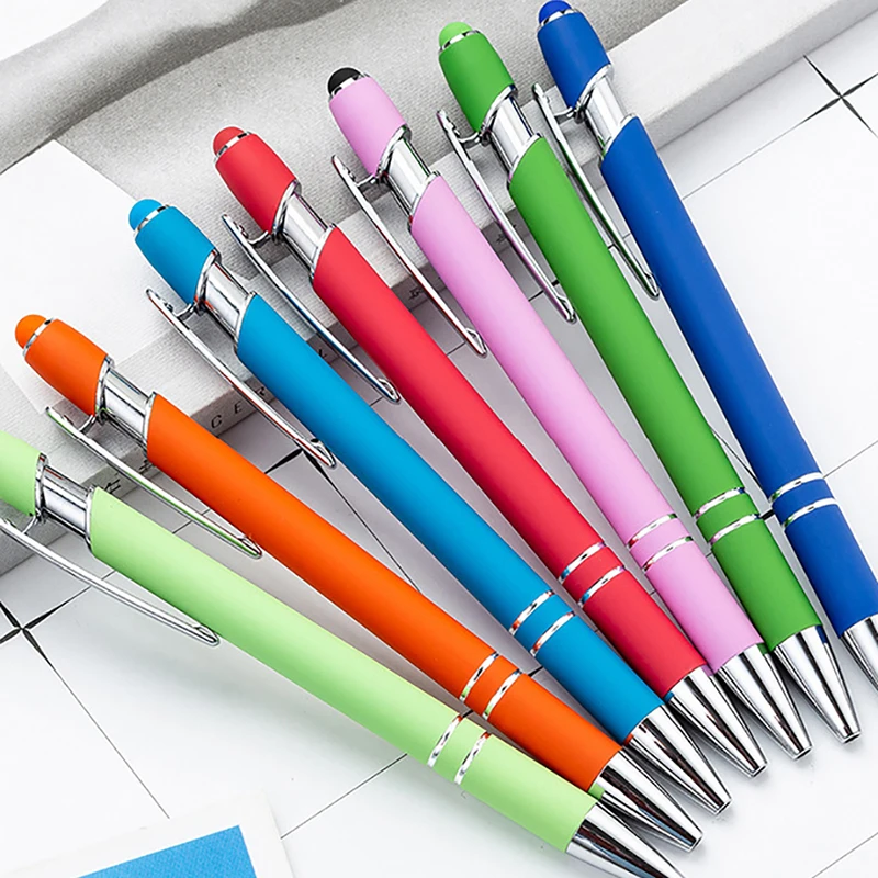 1 Pieces Multicolor High Quality Press Pen Cute Metal Ballpoint Pens Capacitive Touch Stationery School Office Supply