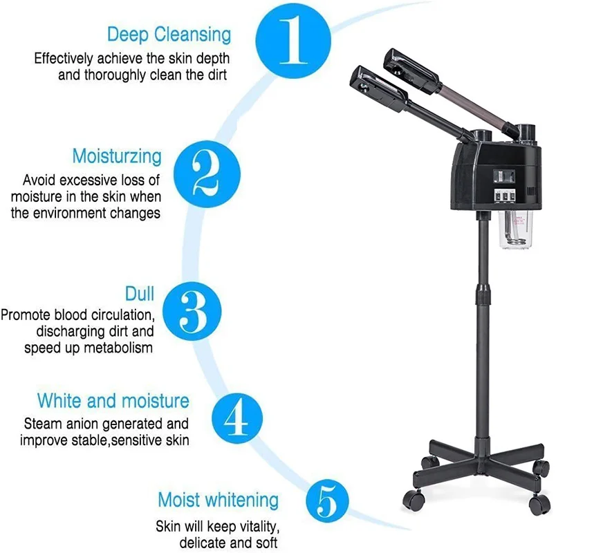 Semprotan Dingin dan Panas Uap Wajah Hitam Tabung Ganda Pembersih Wajah Pemutih Pelembab Dalam dan Salon Kecantikan Aromaterapi Herbal