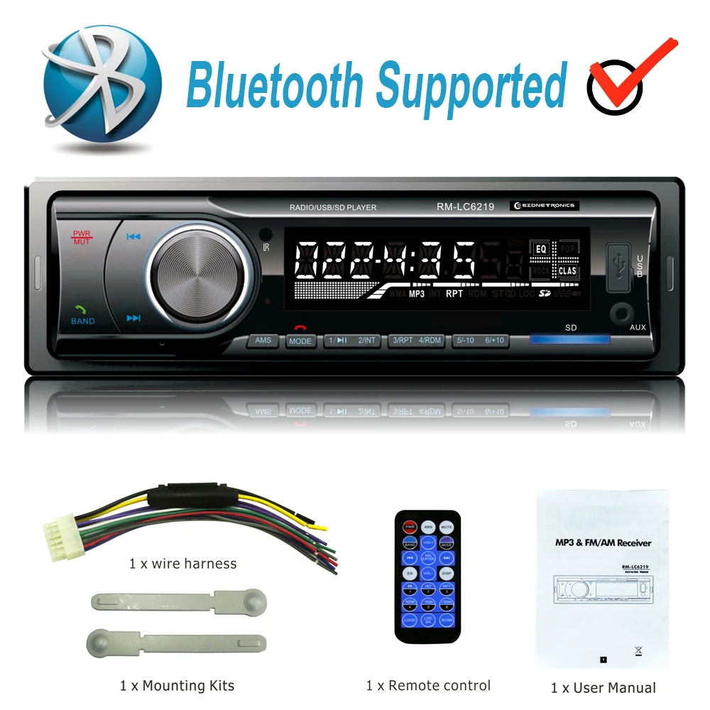 12 V Car Radio Audio Player Stereo MP3 FM Transmitter Support FM USB / SD / MMC Card Reader 1 DIN In Dash Car Electronics