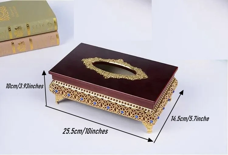 Luxury Hollow Design Golden Wooden Nappin Holder Kitchen Decora Paper Towel Dispenser Tissue Box Holders NH06