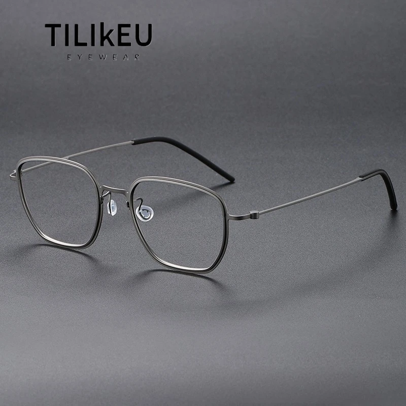 Denmark New Designer Pure Titanium Glasses Frame Ultra-light Retro Square Full Frame Men Large Face Prescription Glasses Frame