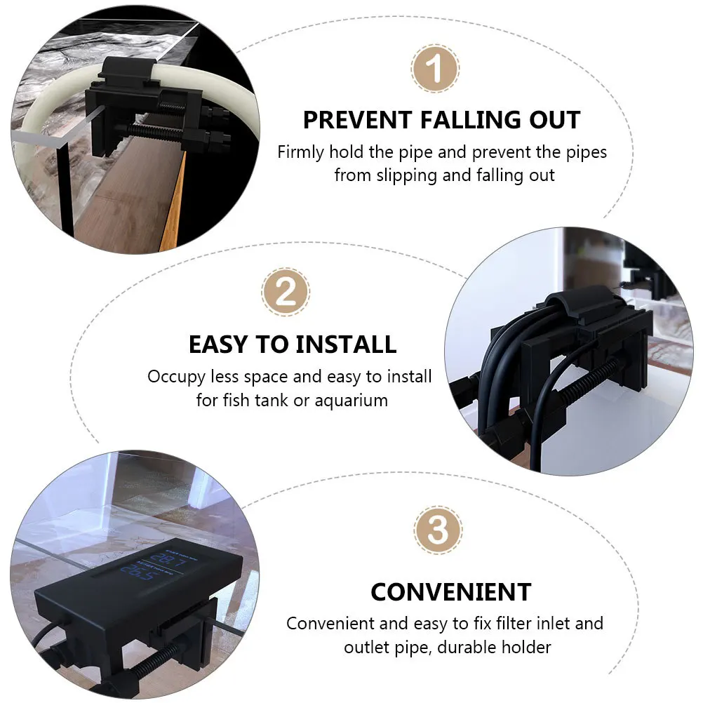 

2Pcs Fish Tank Water Holder Clip Acrylic Fixing Clamp Aquarium Filter Hose Clip Durable Practical Filter Water Holder