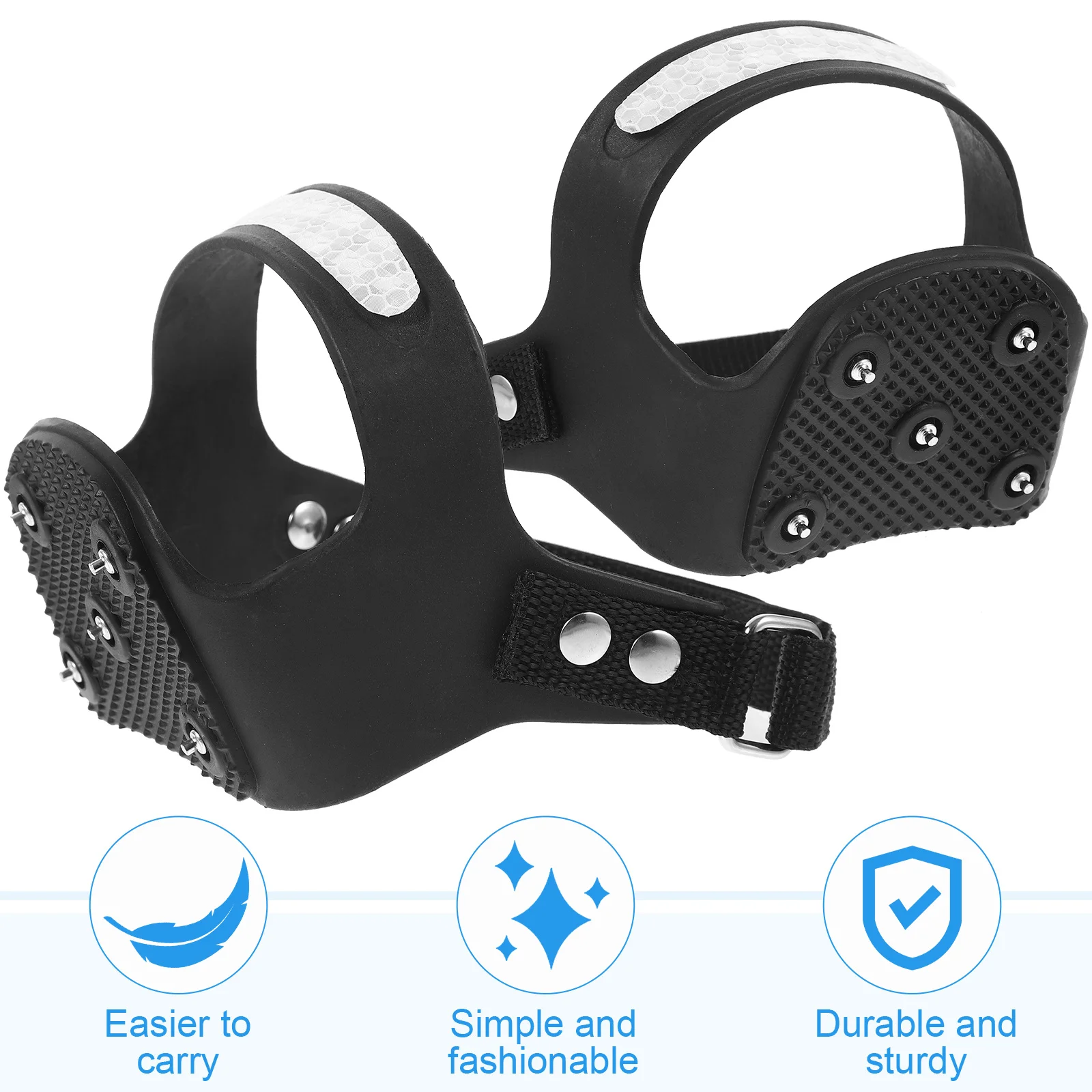 1 زوج الجليد 5 الأسنان سيليكون المسامير الثلوج السيطرة عاكس شريط Xl43-45 الأشرطة السوداء للمشي تسلق الجليد الصيد في الهواء الطلق