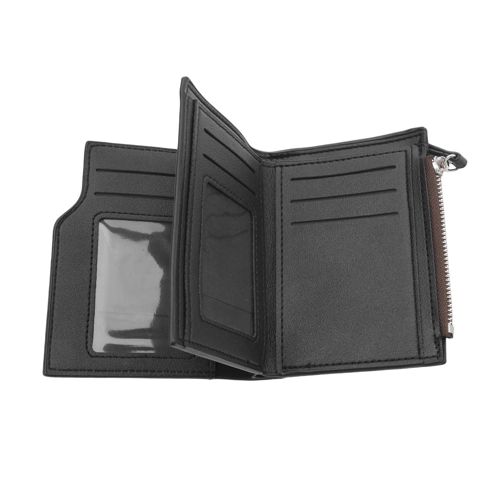 محفظة بو للرجال مع سحاب ، أسود ، قهوة ، حاملات بطاقات الائتمان ، قصيرة ، حقيبة نقود ، محفظة للرجال