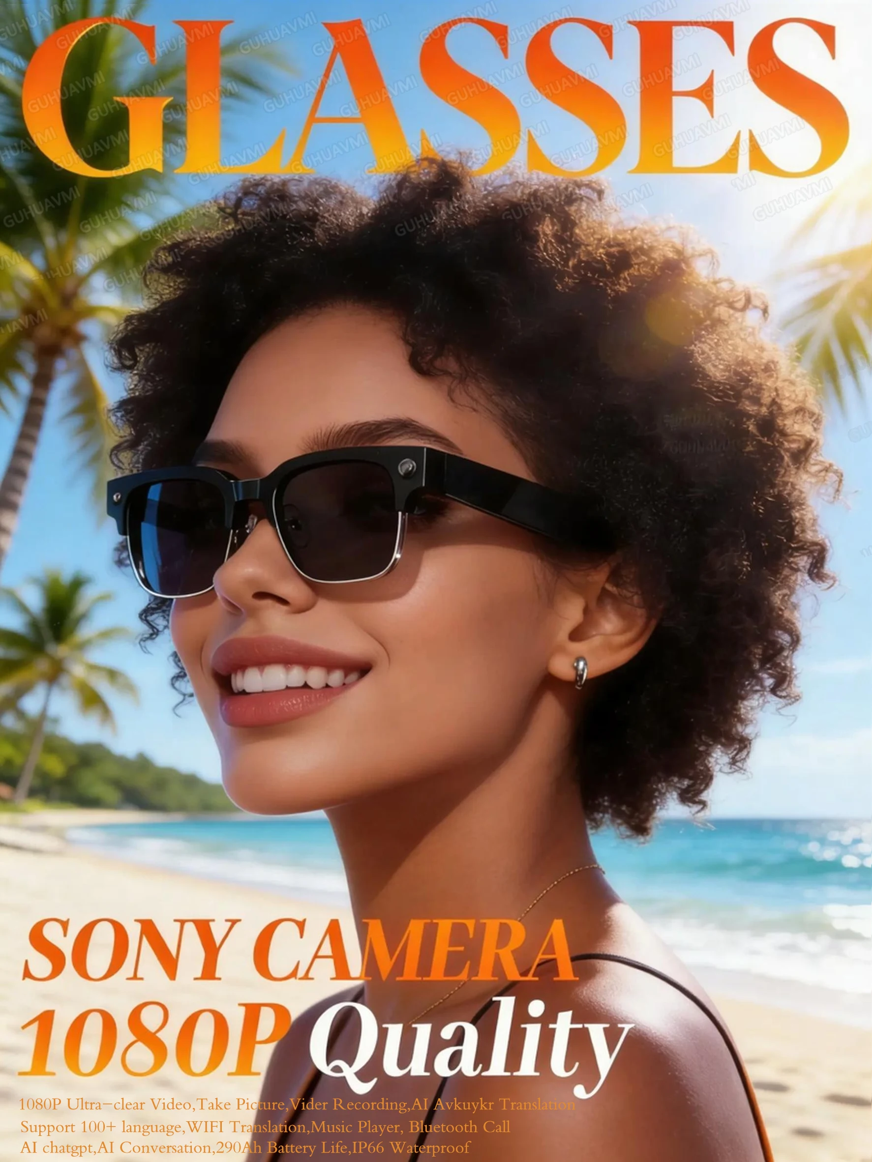 New Upgrade 800W Pixel Smart Glasses With Camera Video Recording AI Photo Recognition Call Language Translation Voice Sunglasses