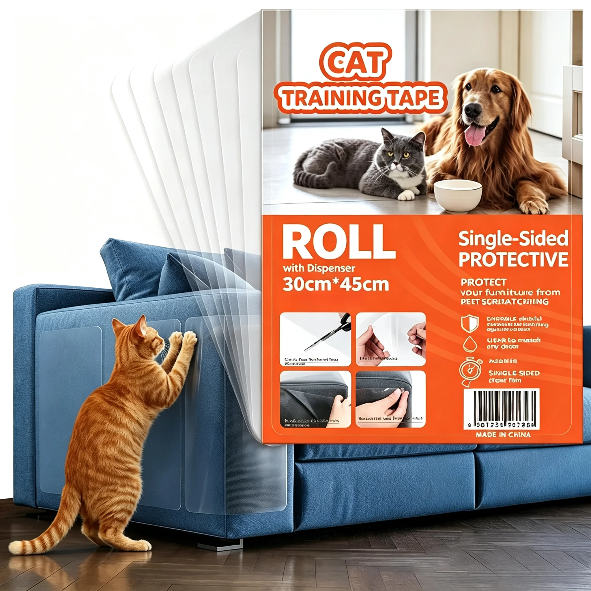 10 Pack Anti Cat Scratch Furniture Protector Couch Guard from Cat Claws Heavy Duty Scratching for Sofa Corner Wall Door