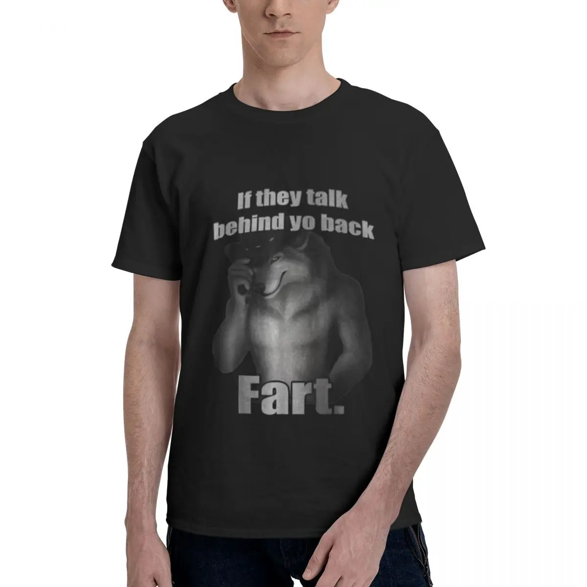 If They Talk Behind Yo Back Fart Wolf Literally Me Funny Meme Harajuku Retro y2k men Clothes 3D Printed Cotton T Shirt Tops