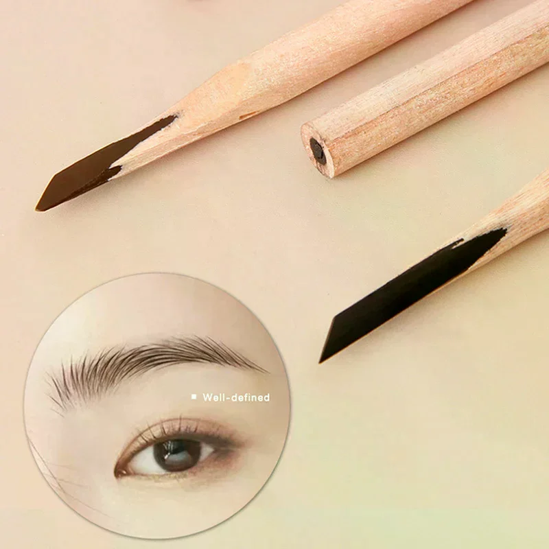 /Kuz/Hard Core Waterproof Anti-Sweat Tattoo Eyebrow Positioning Pen Makeup Tools Long Lasting Black Eyebrow Pencil Wooden