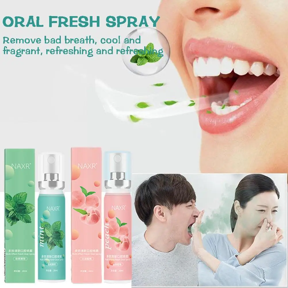 1pcs Fruity Breath Peach Mint Breath Freshener Spray Freshener Treatment Halitosis Care Spray Refreshing Liquid 20ml Mouth W6z7