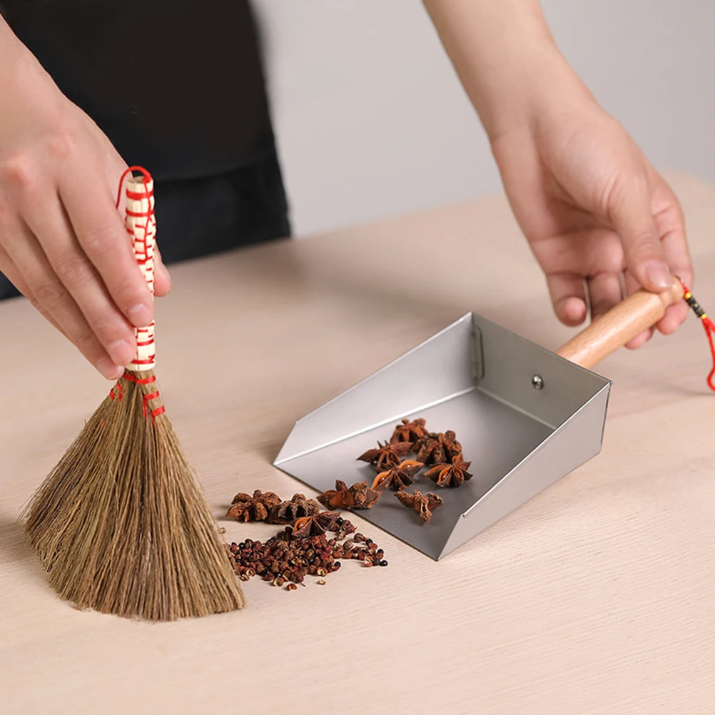 

Stainless Steel Dustpan Mini Metal and Brush Small Hand Tray Fireplace with Short Handle
