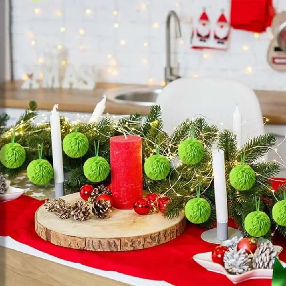 12 Pcs Plush Furry Christmas Ball Lime Green 6cm Christmas Tree Decoration Ball DIY Christmas Hanging Decorations Navidad