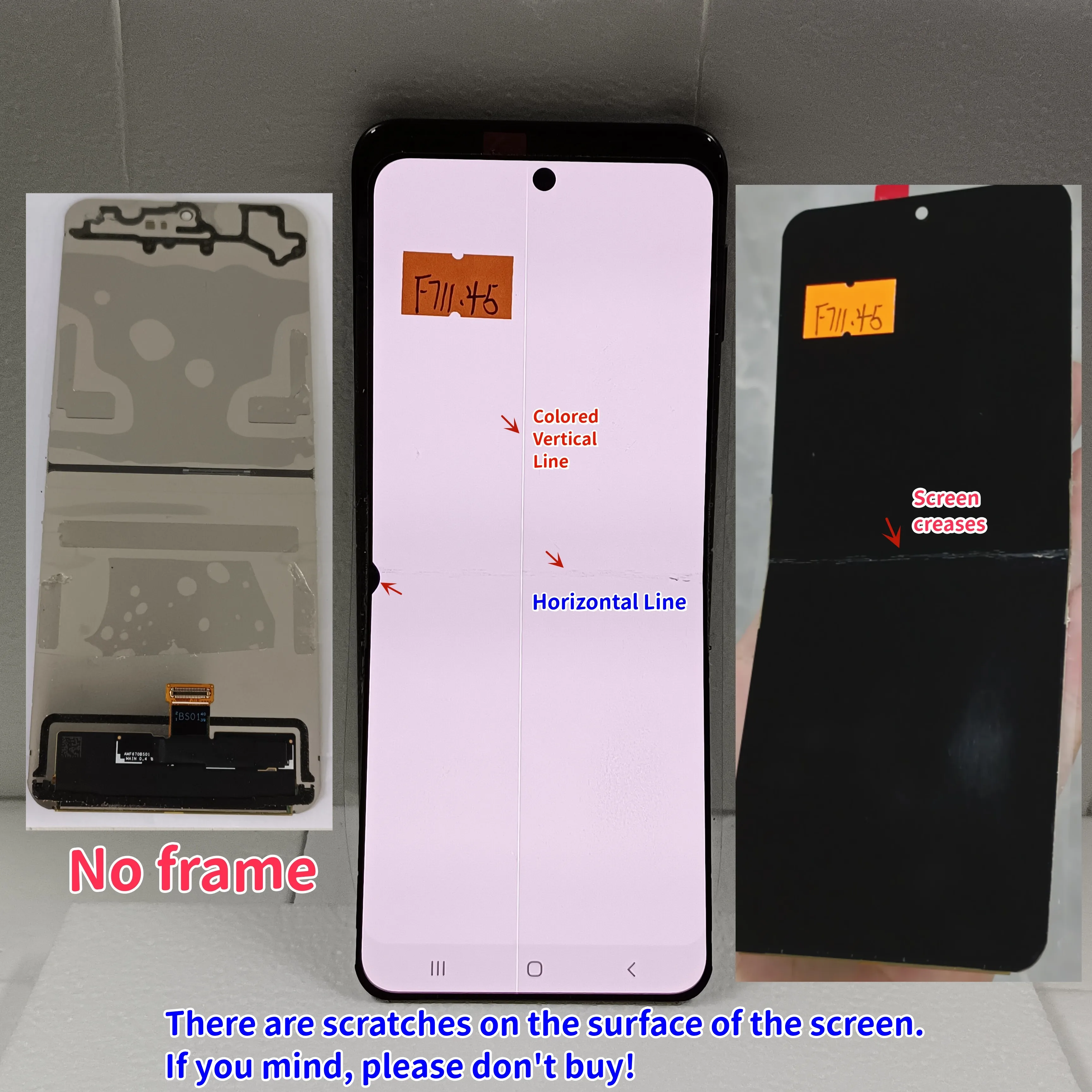 Super AMOLED Screen For Samsung Z Flip3 Display LCD SM-F711U F711B F711 With Defect Display Touch Screen Assembly