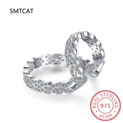 Luxurious Branch Leaf Earring for Women Moissanite Diamond Wheat Ear Cuff Clip Earrring 925 Sterling Silver Korean Jewelry