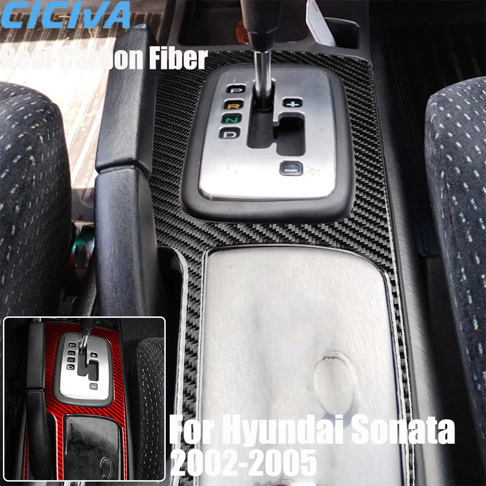 

Real Carbon Fiber Car Accessories Gear Shift Surround Trim Cover Soft Sticker For Hyundai Sonata 5th Gen EF 2002 2003 2004 2005