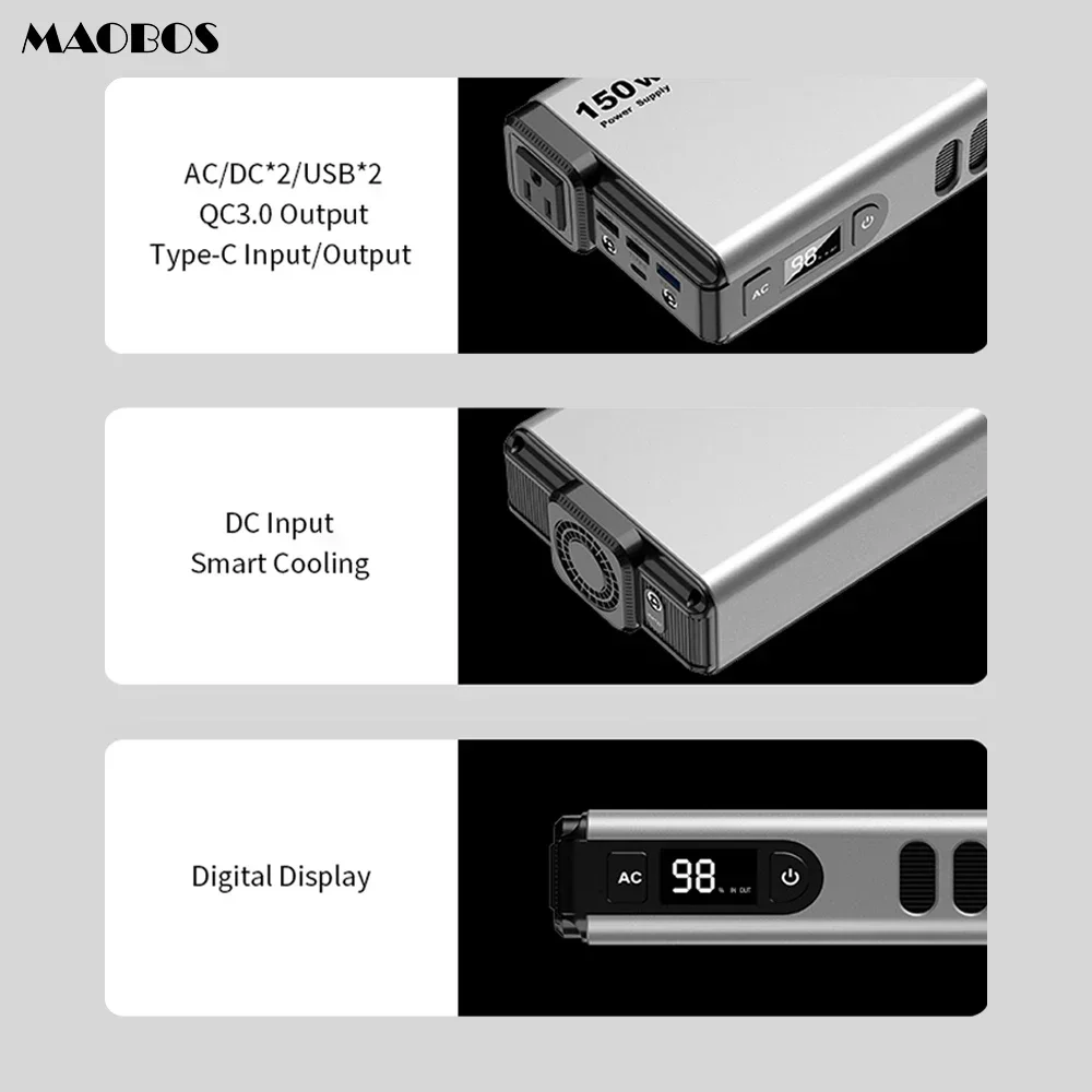 Power station 150W Solar Generator Energy Storage Power Supply Portable AC PD Power Banks 38400mah