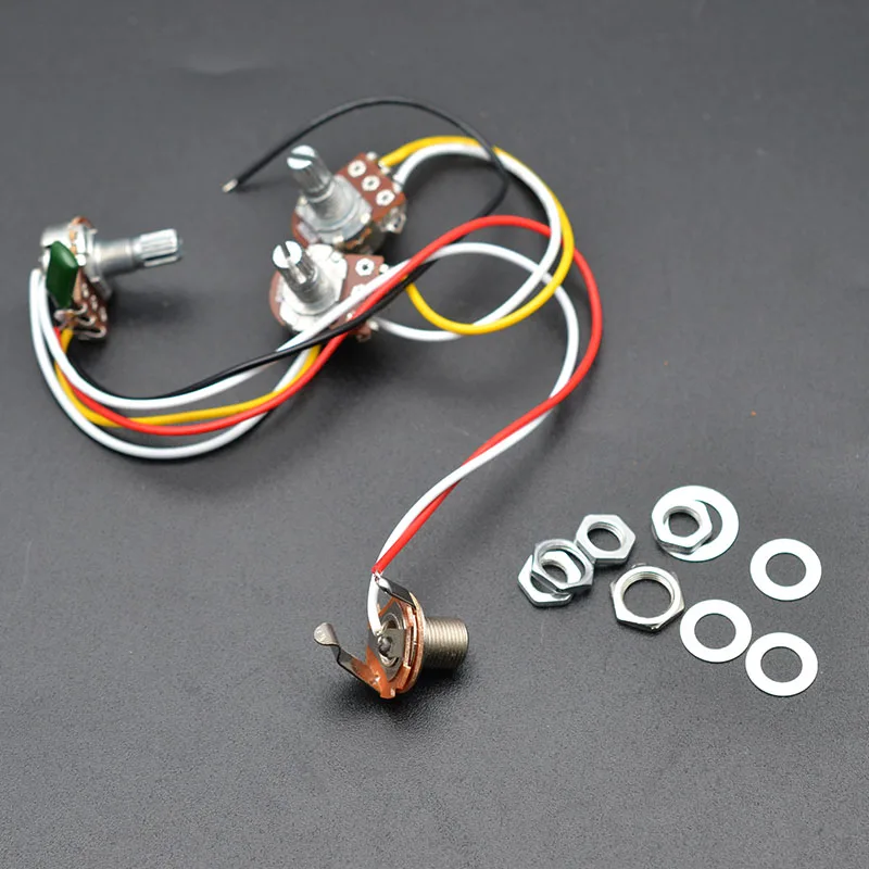 2V1T Jazz Bass Wiring Harness 2 Volume 1 Tone .047 Cap 250k Pots Set