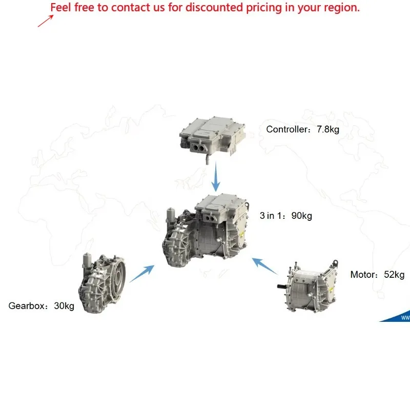 

Brogen Factory Customization 60kw 125kw 3-in-1 Electric Car Motor Powertrain Permanent Magnet Synchronous Technology Best Price
