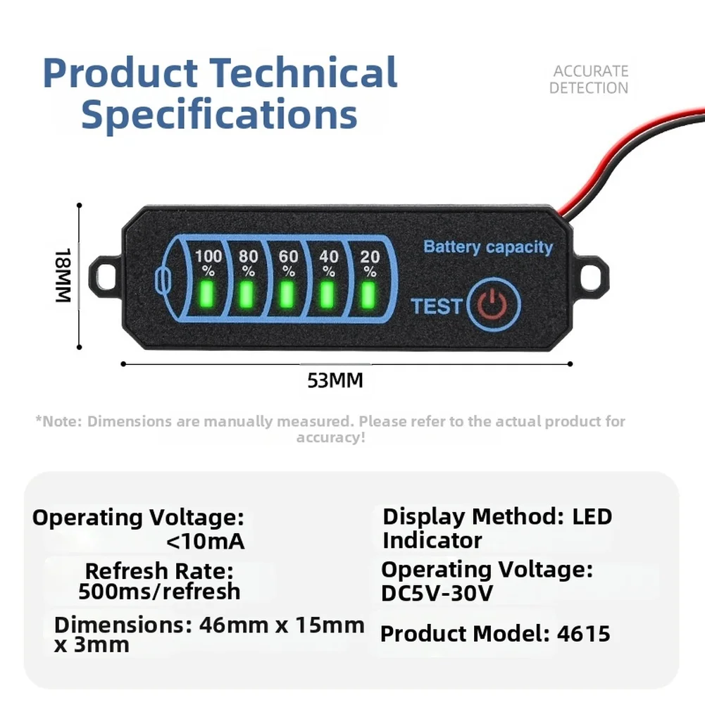 530V LED Battery Charging Indicator Board Voltage Tester with Accurate Battery Level Display for Various Devices