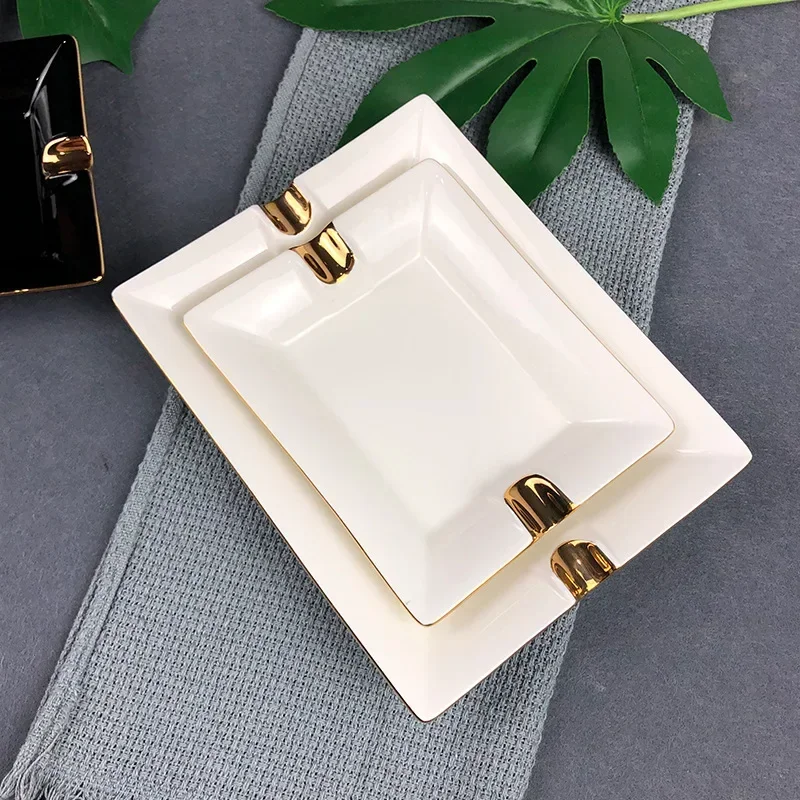 

European Creative Ceramic Ashtray Large Square Cigarette Tray Drop Ship 2 Holders Smoking Accessories Tobacco Ashtray