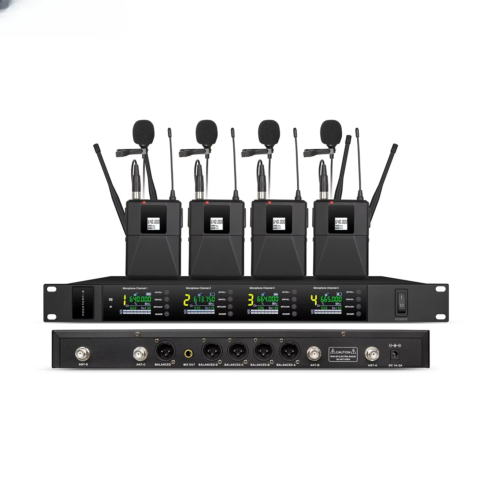 4-Channel wireless conference microphone system for live broadcasts, interviews, teaching, and video recording
