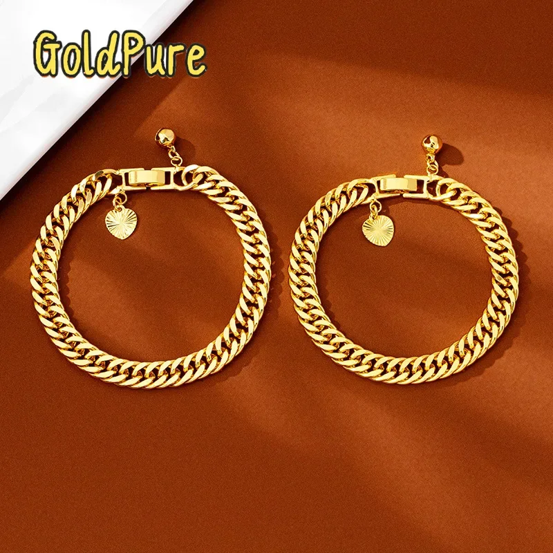 

Золотой браслет-цепочка Goldpure Luxury 24K 9999 из чистого золота с застежкой-колокольчиком для женщин