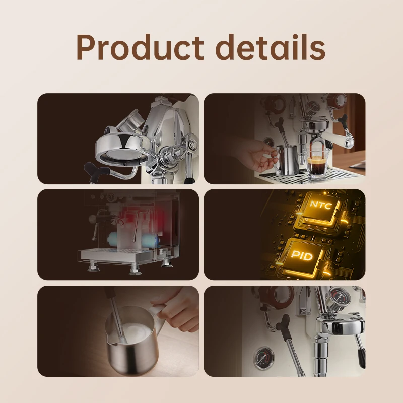 MDK White 58mm Dual Boiler Coffee Machine | MC-6 Semi-Auto Commercial Espresso Maker With Home Use