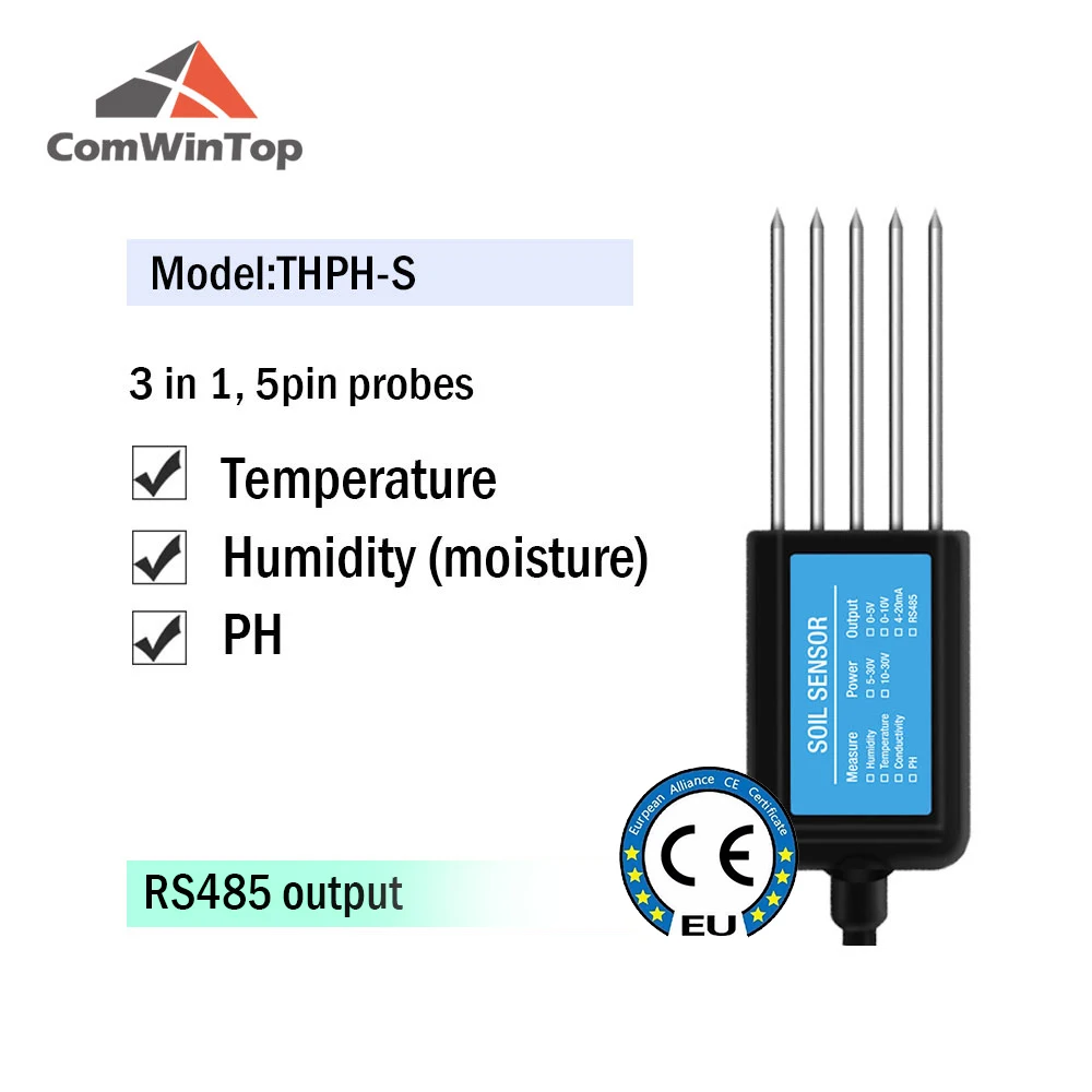 Bodenfeuchtigkeit Temperatur Luftfeuchtigkeit EC PH NPK Sensor mit Optionalem 4-20mA 0-5V RS485 Ausgang