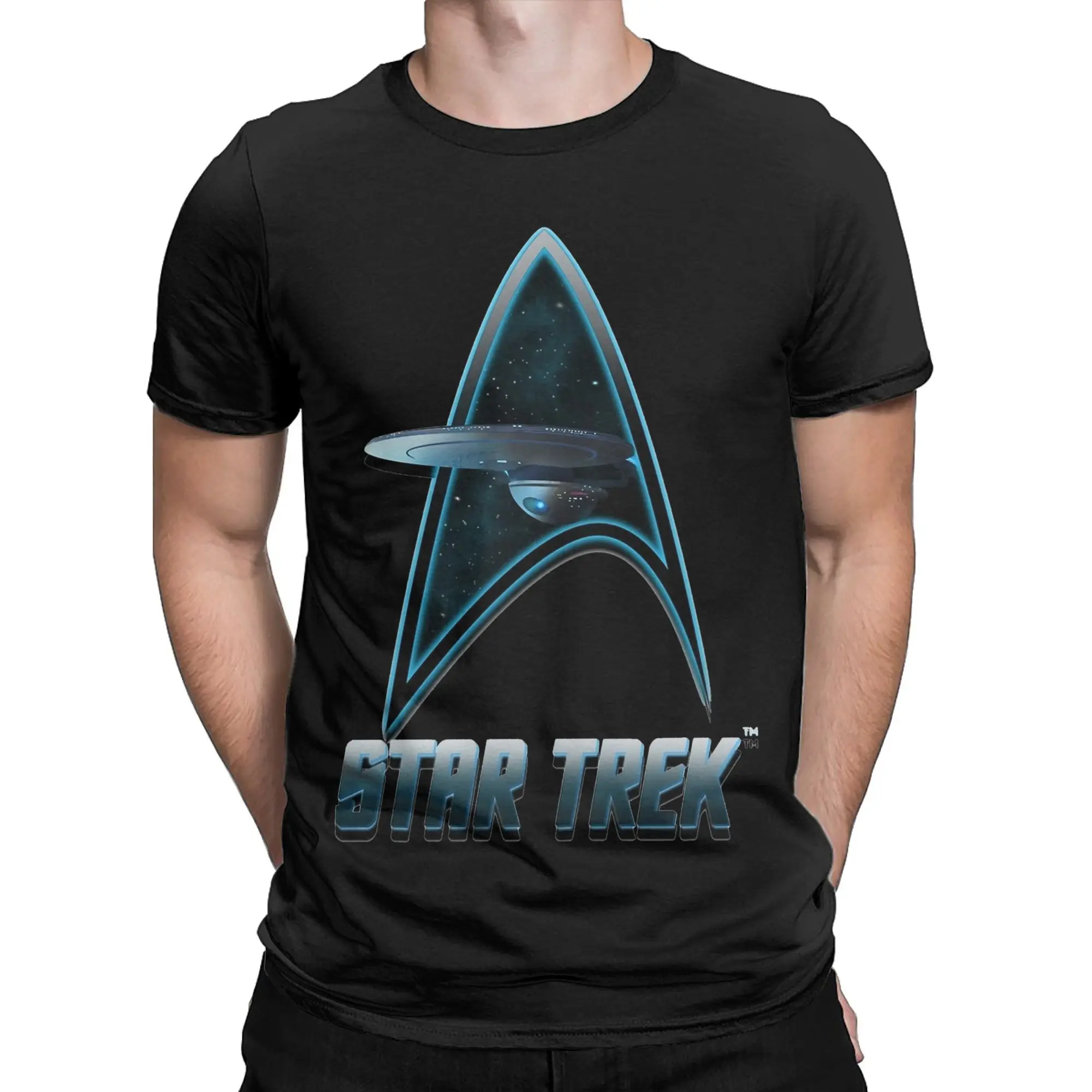 Printed Star Trek The Original Series Starship Excelsior  T Shirt For Unisex  Cotton Tee Shirt Short Sleeve Clothing