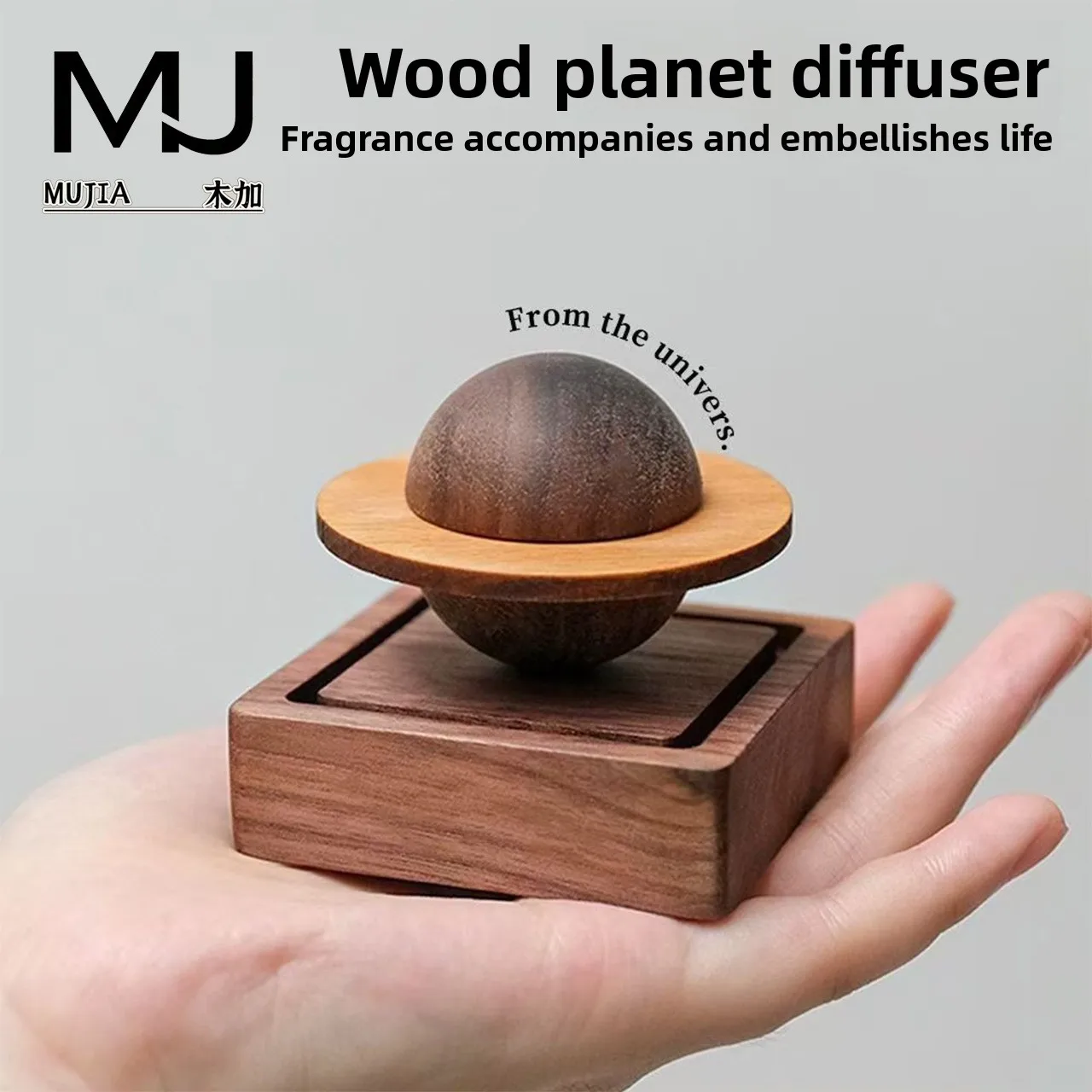 Creative Black Walnut Mini Planet Aroma Diffuser for Indoor and Car Decoration