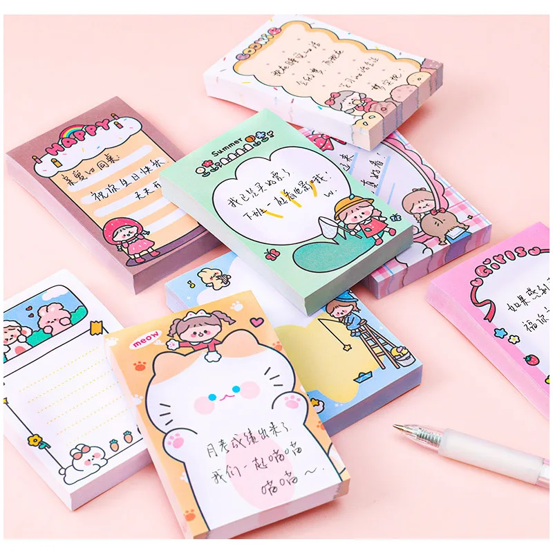80 Sheets Cute Sticky Notes Self-adhesive Memo Pad Planner Colored Flower Funny Sticky Notes To Do List School Office Supplies