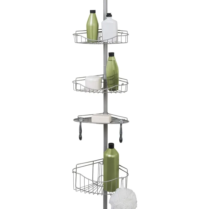 

Tension Pole Shower Caddy, Rust Resistant, Corner Caddy with 3 Bathroom Storage Shelves , Adjusts from 60 to 97 Inches