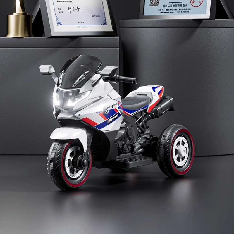 Motocicleta eléctrica para niños, coche de juguete de 12 V con asiento doble y control remoto, faros LED, ruedas grandes, caja fuerte Bluetooth