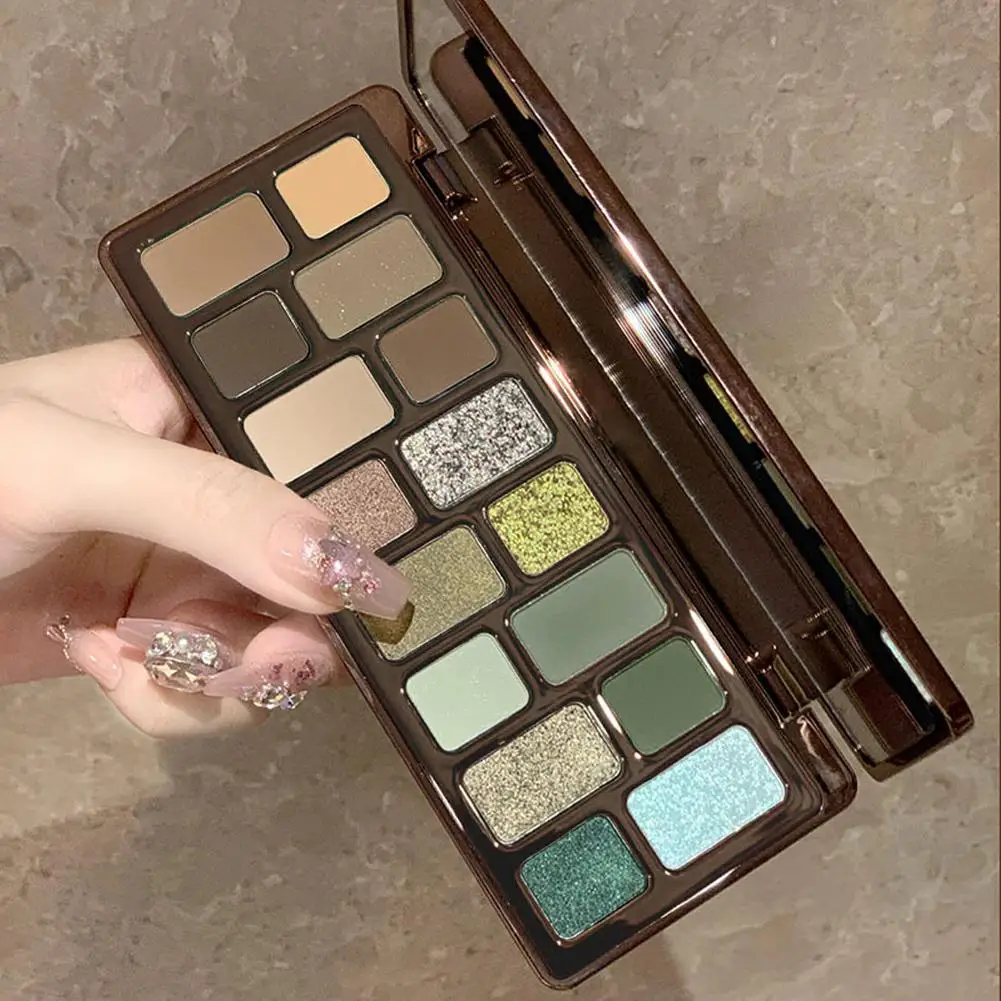 Paleta de sombra de ojos, 16 colores, brillo mate, marrón desnudo, resistente al agua, cosmético de larga duración, pigmento de sombra de ojos nacarado, maquillaje brillante