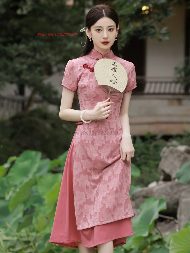 2025 vietnam traditional ao dai dress national lace jacquard improved cheongsam oriental aodai qipao party banquet evening dress