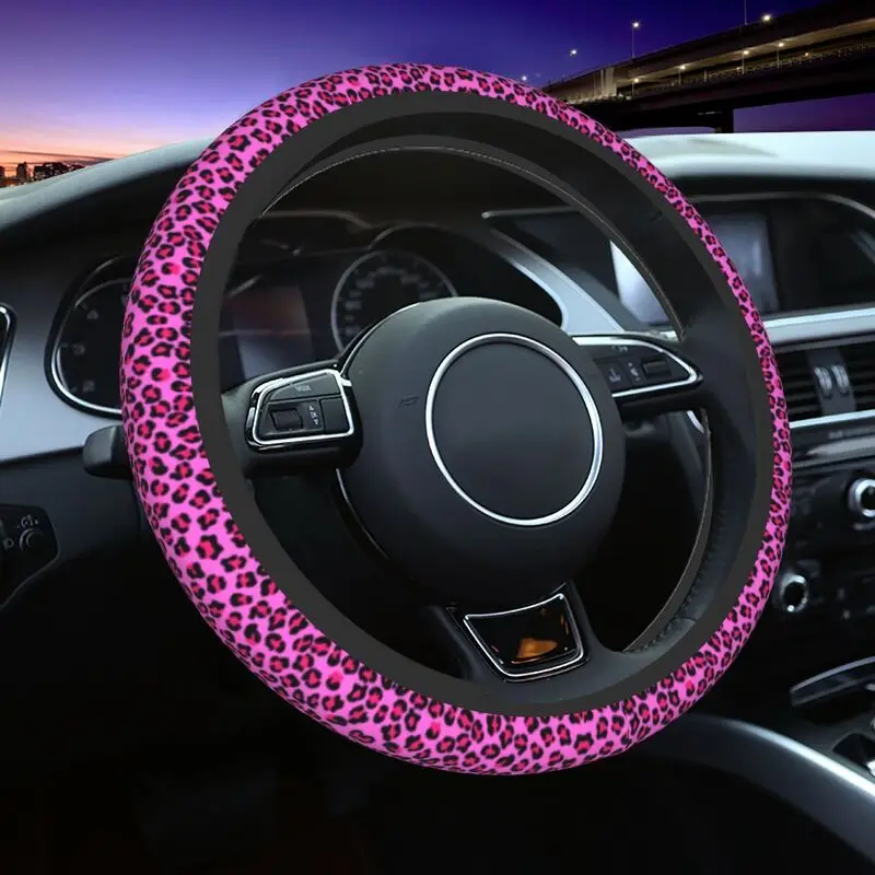 Leopard Cheetah Seamless Universal Steering Wheel Cover Animal Skin Print Soft Car Steering Wheel Protector Auto Accessories