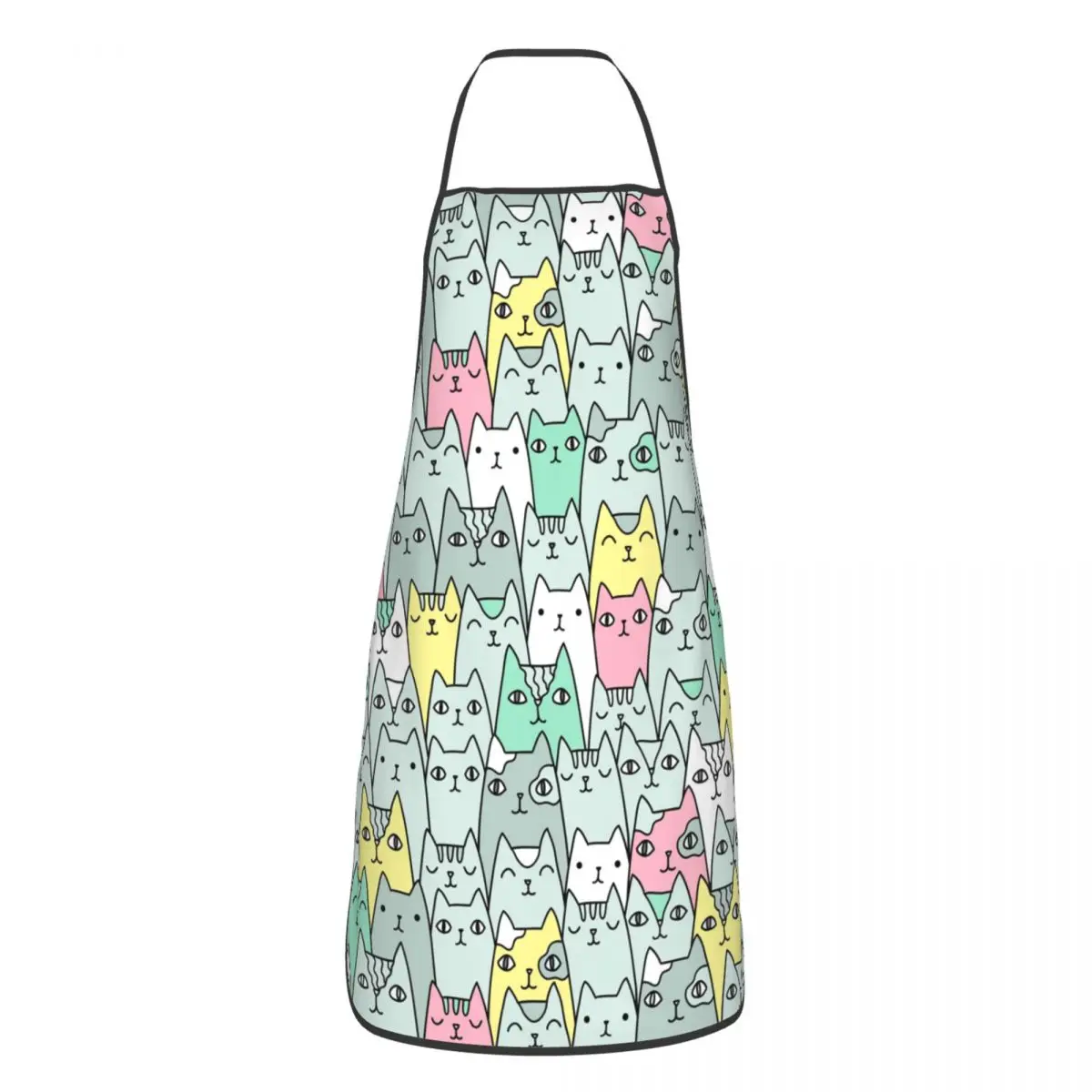 Unisex Cute Colorful Cats Apron Kitchen Chef Cooking Baking Bib Women Men Adorable Kittens Tablier Cuisine for Painting