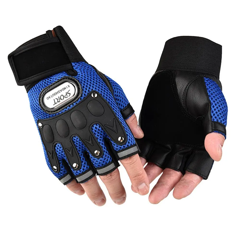 Outdoor Sports Men Anti-Slip Motocycle Gloves Half Finger Cycling Bicycle Gloves PU Leather Fingerless Gloves Riding Gloves