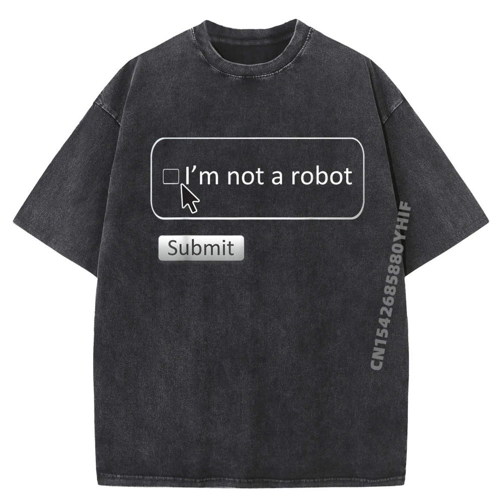 

Мужские футболки с рисунком, женские повседневные топы и футболки «Я не робот», удобные футболки из 100% хлопка, стираная одежда в стиле ретро