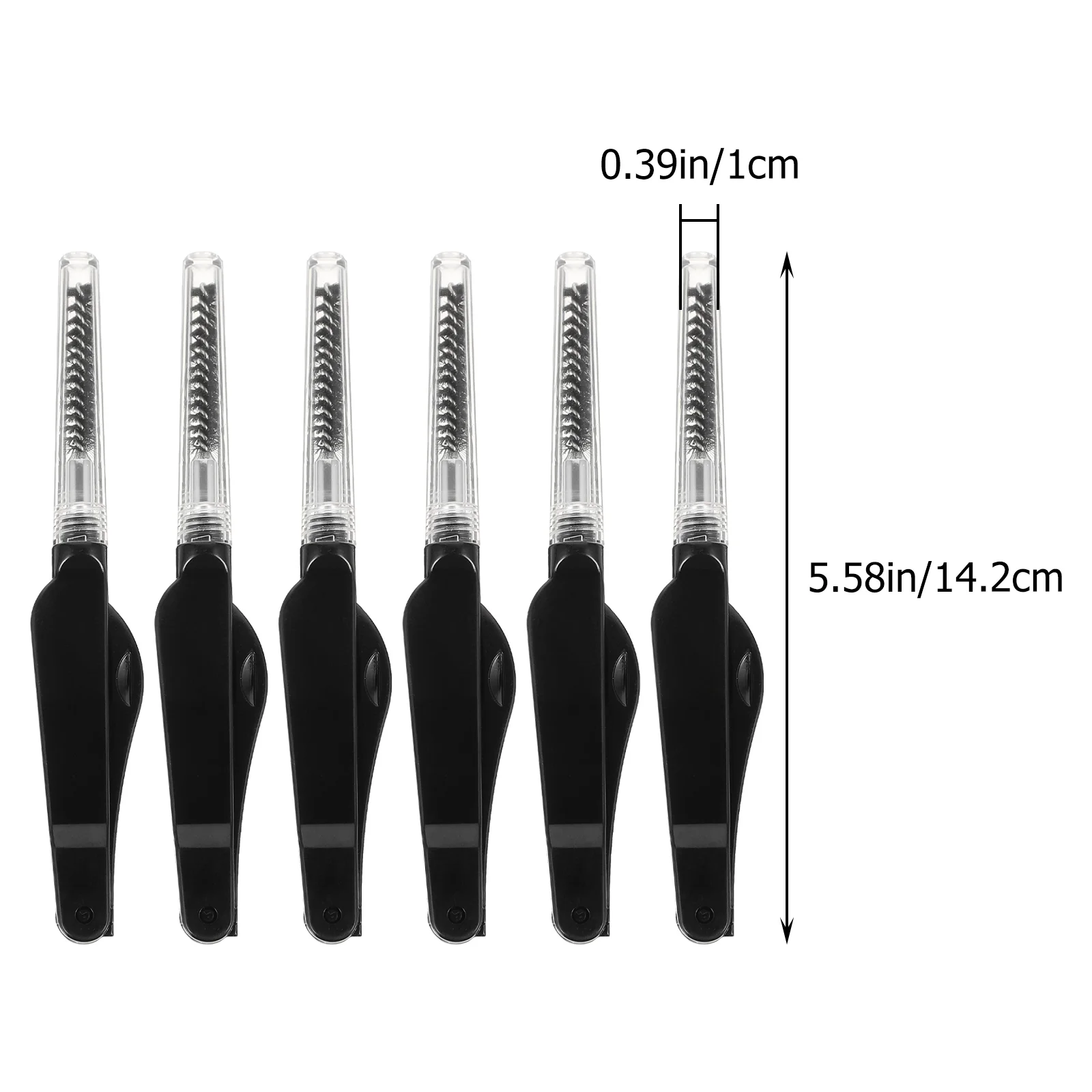 Brosse à mascara pliante pour le visage, cils polyvalents, sourcils à extrémité touristique, abs, 6 pièces