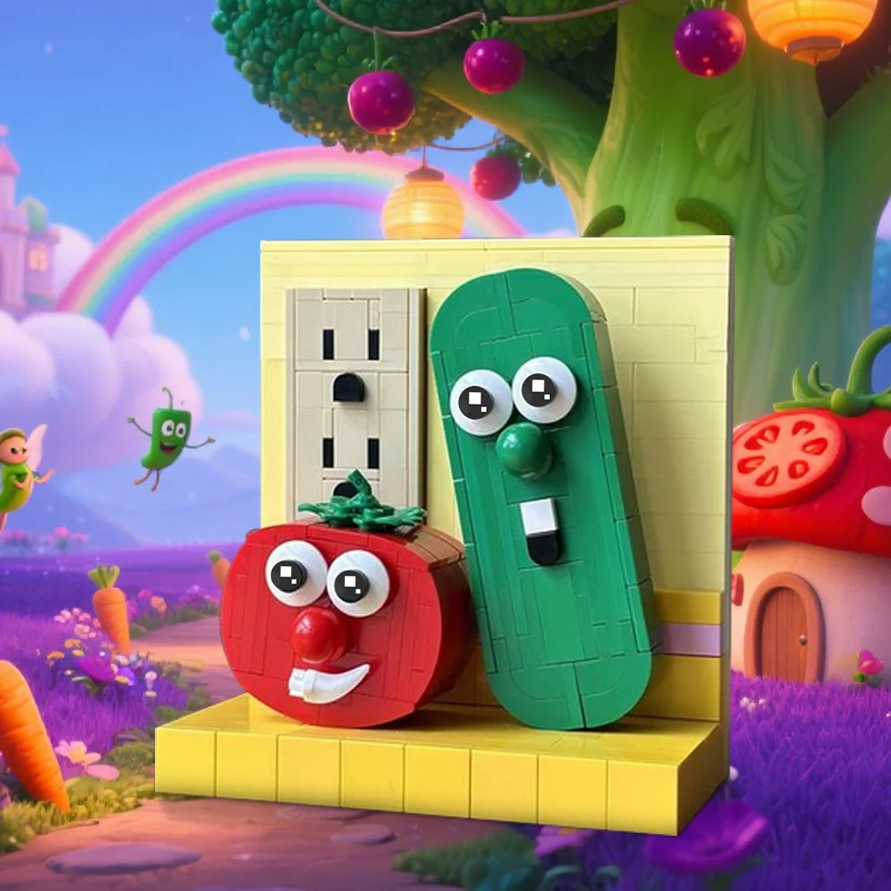 MOC Popular Anime VeggieTales Bob & Larry Building Blocks VeggieTales Bob & Larry Action Characters Bricks Model Toys Kids Gifts