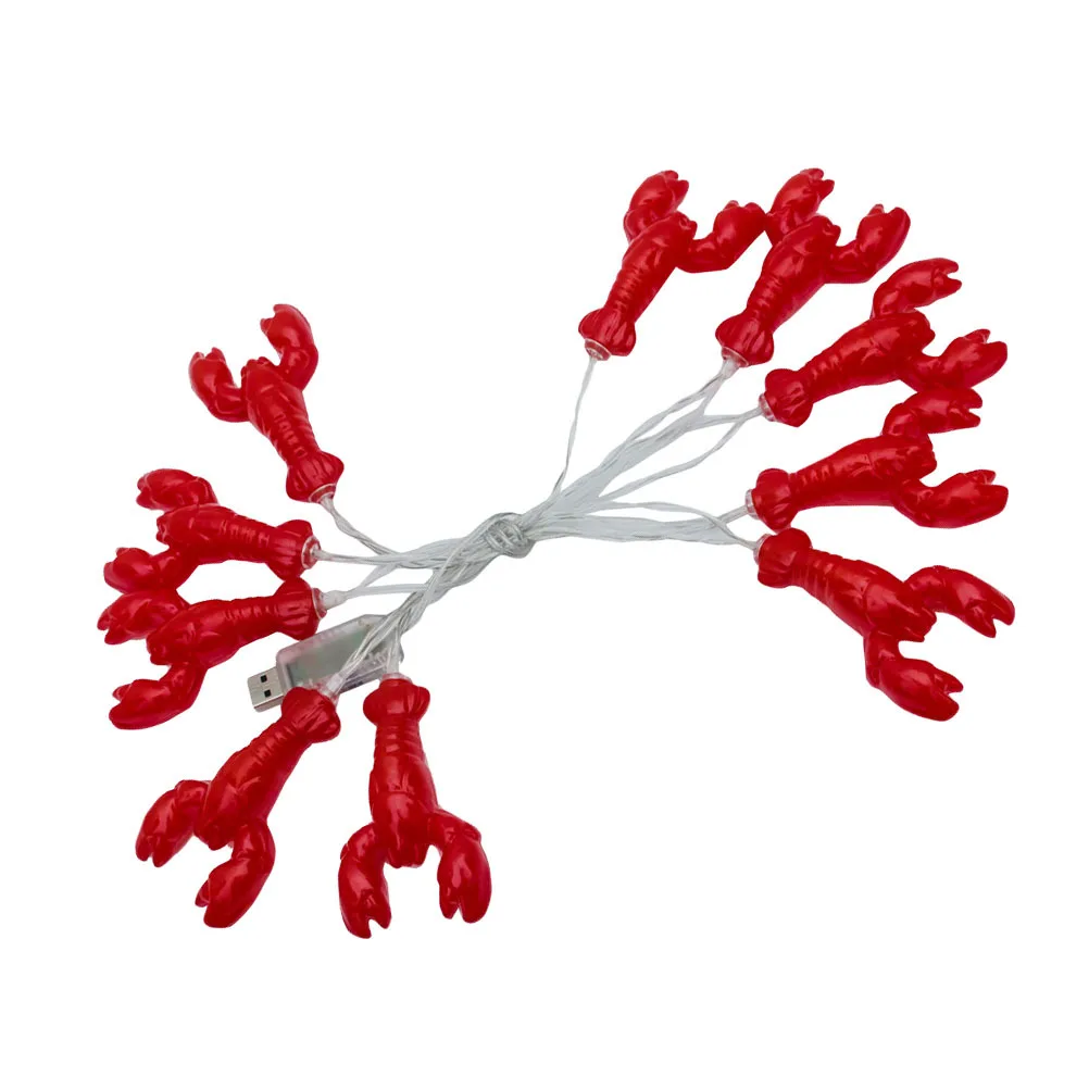 1Pcs Christmas Lobster LED Lamp String Red Decorative Light Hanging Festival Light Indoor Outdoor LED Lamp String