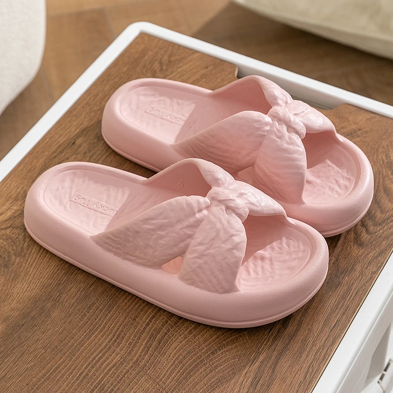 Casual Slippers Women Home Fashion Bow Designer Platform Shoes Girls Trend Summer Beach Slides Flats Soft Indoor Thick Bottom