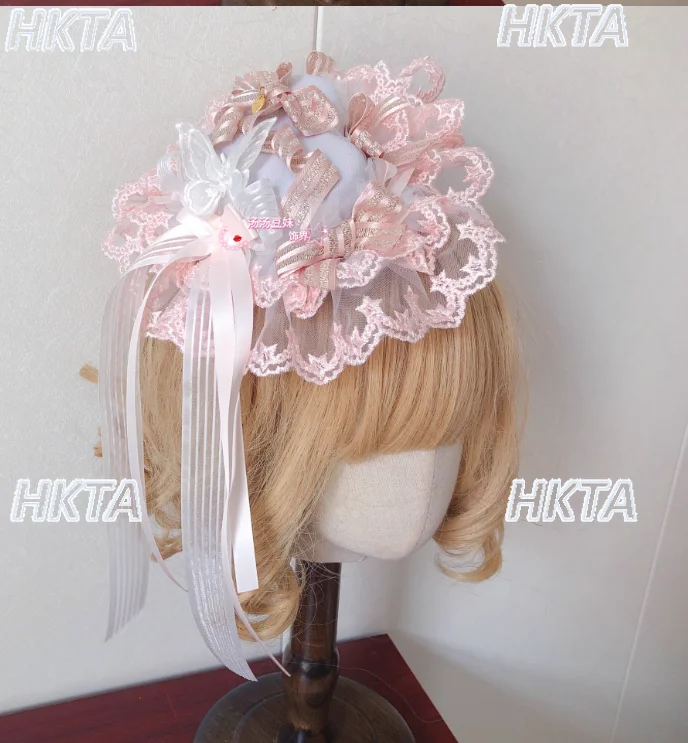 Zoete Leuke Lolita Kleine Dingen Hart Hoeden Hoofddeksels Vrouwen Elegante Kawaii Kant Roze Blauw Witte Rok Haarspeld Cosplay Accessoires