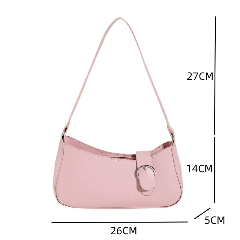 Fashion Solid Color PU Leather Shoulder Bags Women Summer Trendy Casual Shopping Square Handbags Designer Ladies Underarm Bags