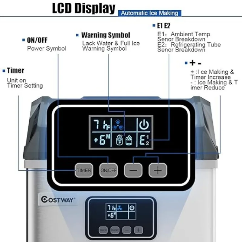 Crownful Smart Ijs Maker Aanrecht, Met App Afstandsbediening Ijsmachine, 9 Kogel Ijs Klaar In 7-10 Minuten, 33 Pond In 24H