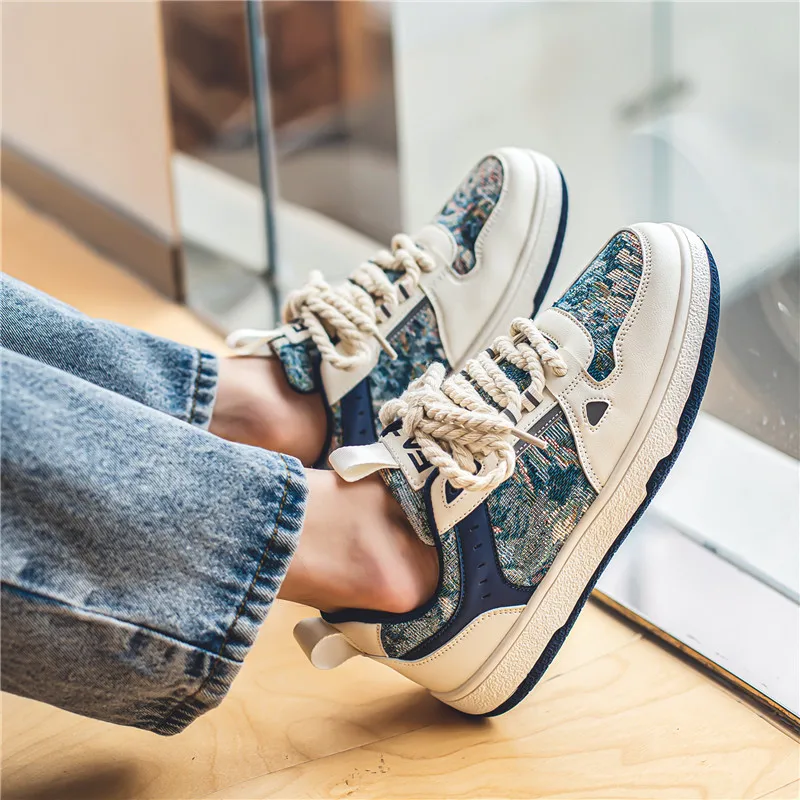 2023 Starry Night Oil Painting Shoes for Men Original Casual Sneakers  Sports Designer Shoes Vintage Footwear Artist\'s painting