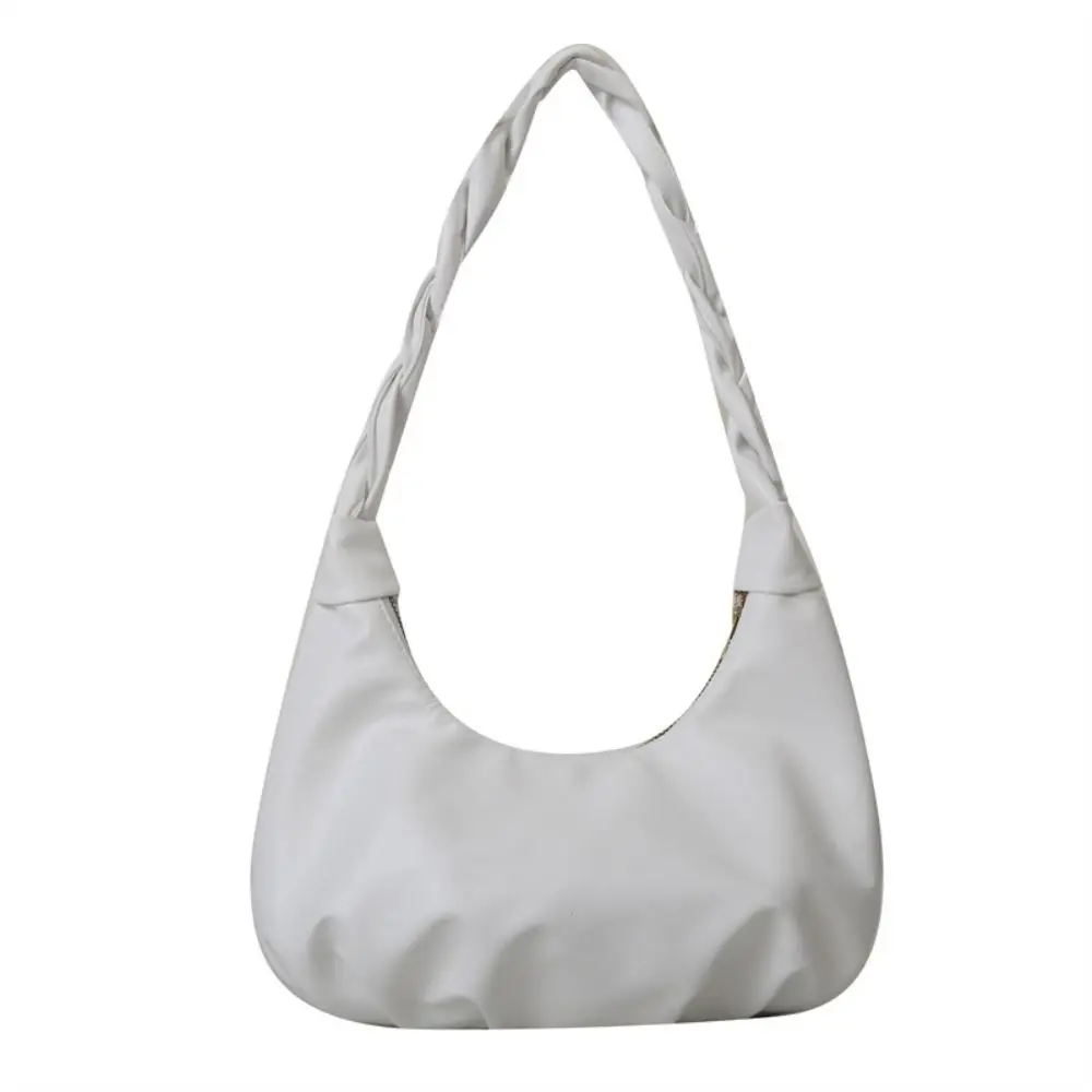 

Unique Solid Color PU Pleated Shoulder Bag Underarm Square Dumplings Shoulder Bag Korean Style Mini Fashion Handbag Women