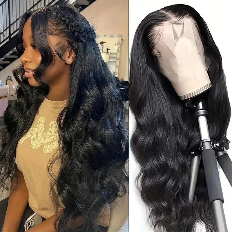 Rosabeauty HD Body Wave Nature Color 13X6 Transparent Lace Frontal Wig 13X4 Front Human Hair Glueless Wig 250% Density