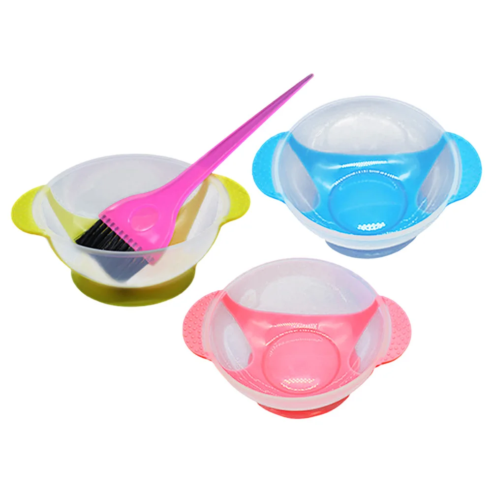 1Set Hair Dyeing Bowl Brush Set Thick Suction Cup Salon Hair Coloring Mixing Bowl Brush Durable Easy Use Multiple Colors - Image 2